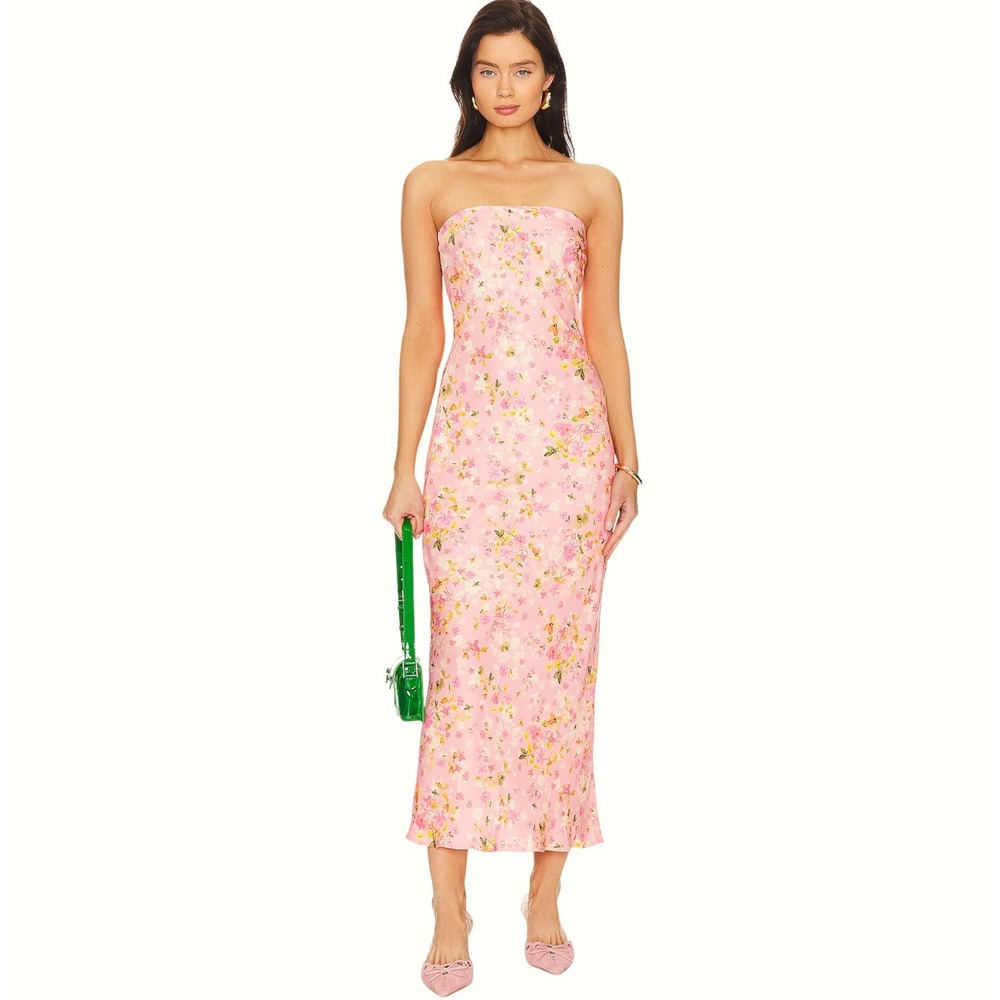 Resa Revolve Anna Strapless Dress Jasmine Floral Maxi Boho Pink‎ Dress